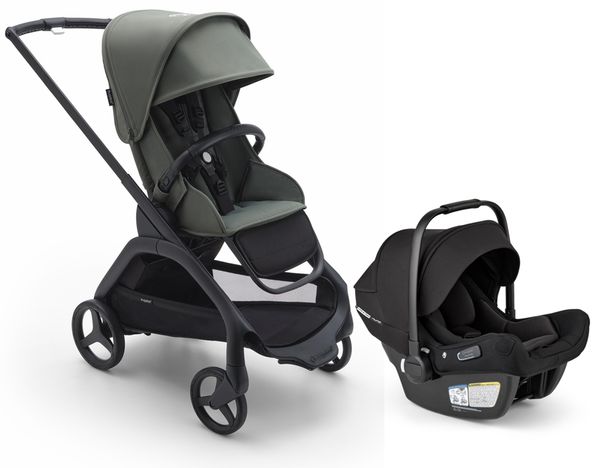 Bugaboo Dragonfly Stroller + Turtle Air Shield Travel System Bundle - Black / Forest Green / Forest Green / Black