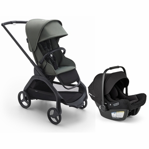 Bugaboo Dragonfly Stroller + Turtle Air Shield Travel System Bundle - Black / Forest Green / Forest Green / Black