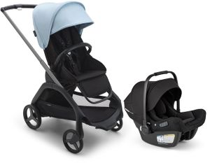 Bugaboo Dragonfly Stroller + Turtle Air Shield Travel System Bundle - Graphite / Midnight Black / Skyline Blue / Black