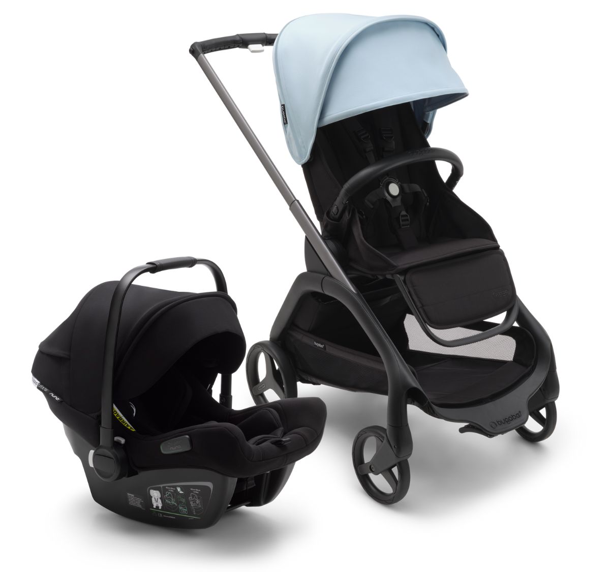 Bugaboo Dragonfly   Turtle Air Travel System Bundle - Graphite / Midnight Black / Skyline Blue ...