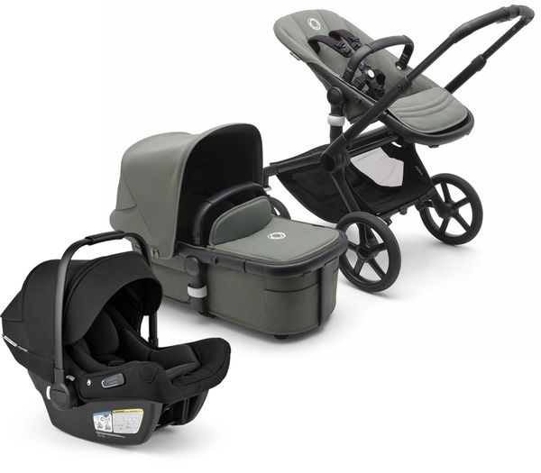 Bugaboo Fox 5 + Turtle Air Shield Travel System Bundle - Black / Forest Green / Forest Green / Black