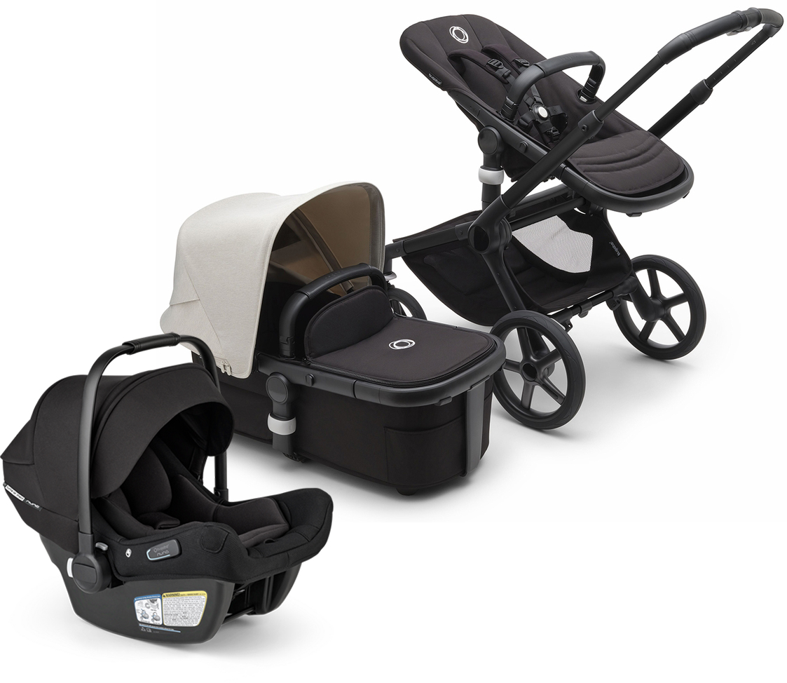 Bugaboo Fox 5 + Turtle Air Shield Travel System Bundle - Black / Midnight Black / Misty White / Black