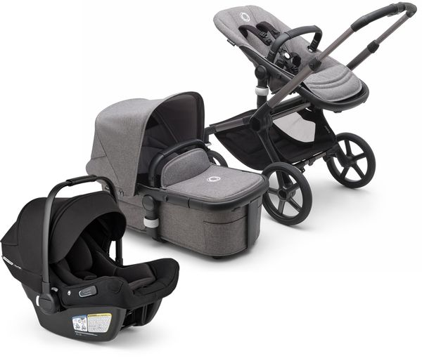 Bugaboo Fox 5 + Turtle Air Shield Travel System Bundle - Graphite / Grey Melange / Grey Melange / Black