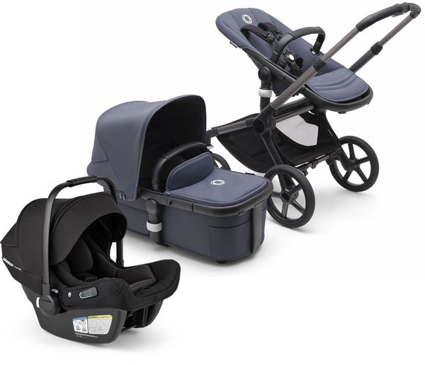 Bugaboo Fox 5 + Turtle Air Shield Travel System Bundle - Graphite / Stormy Blue / Stormy Blue / Black
