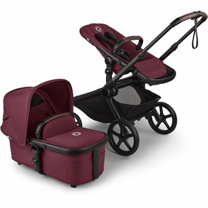 Bugaboo Kangaroo Complete Single-to-Double Stroller - Black / Dark Cherry / Dark Cherry