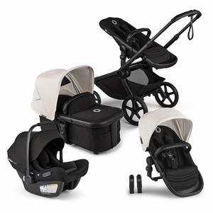 Bugaboo Kangaroo Double Stroller + Turtle Air Shield By Nuna Travel System Bundle - Black / Midnight Black / Misty White / Black