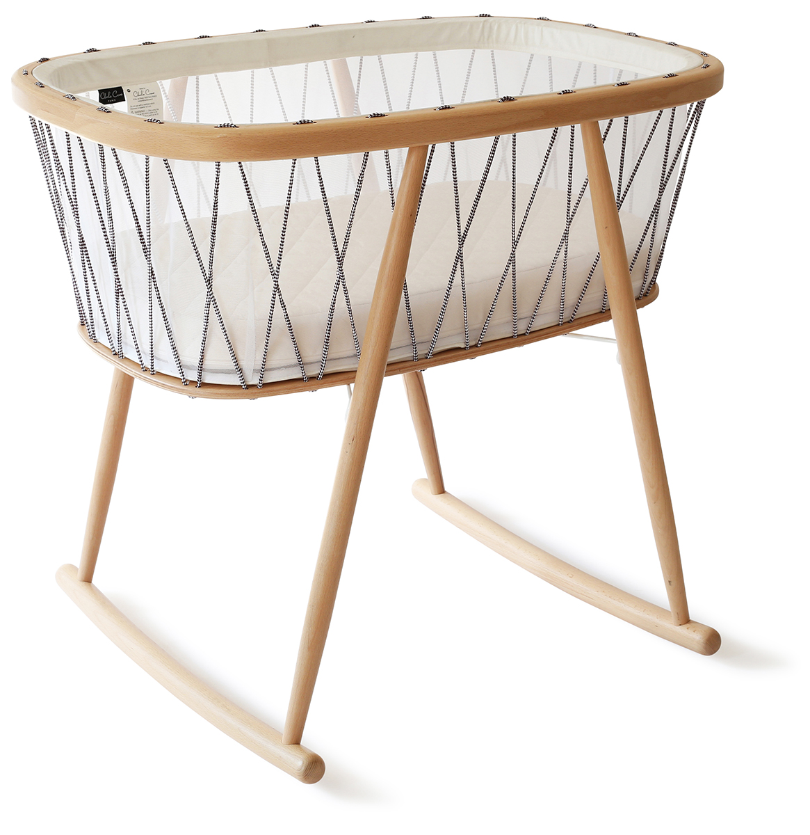 Charlie Crane KUMI Mesh Crib with Organic Mattress Black & White