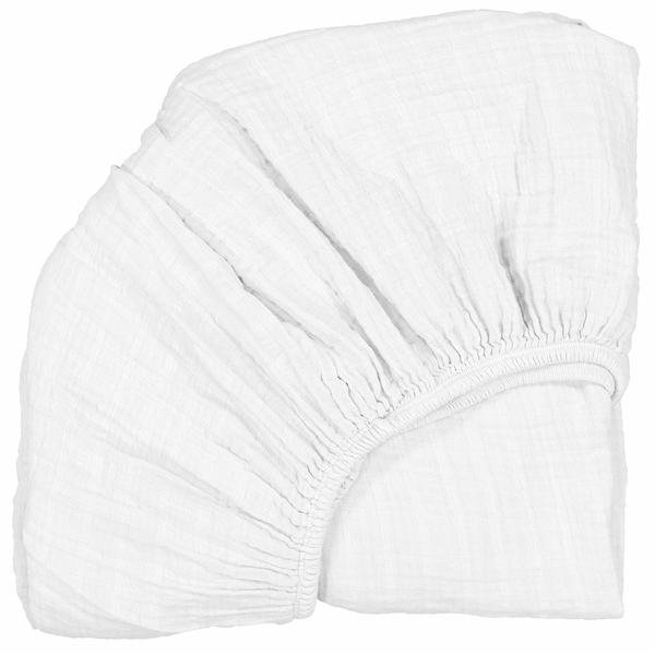 Charlie Crane Organic Fitted Sheet for KIMI Baby Bed - White