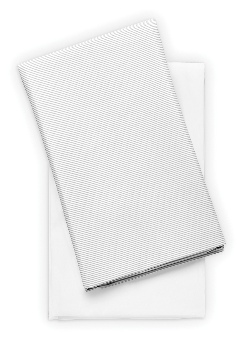 Dash Playard Sheets, 2-Pack - White Stripe | Chicco