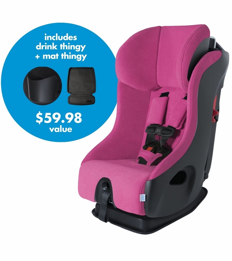 Clek 2021 Fllo Convertible Car Seat + Drink & Mat Thingy Bundle CZero Flamingo