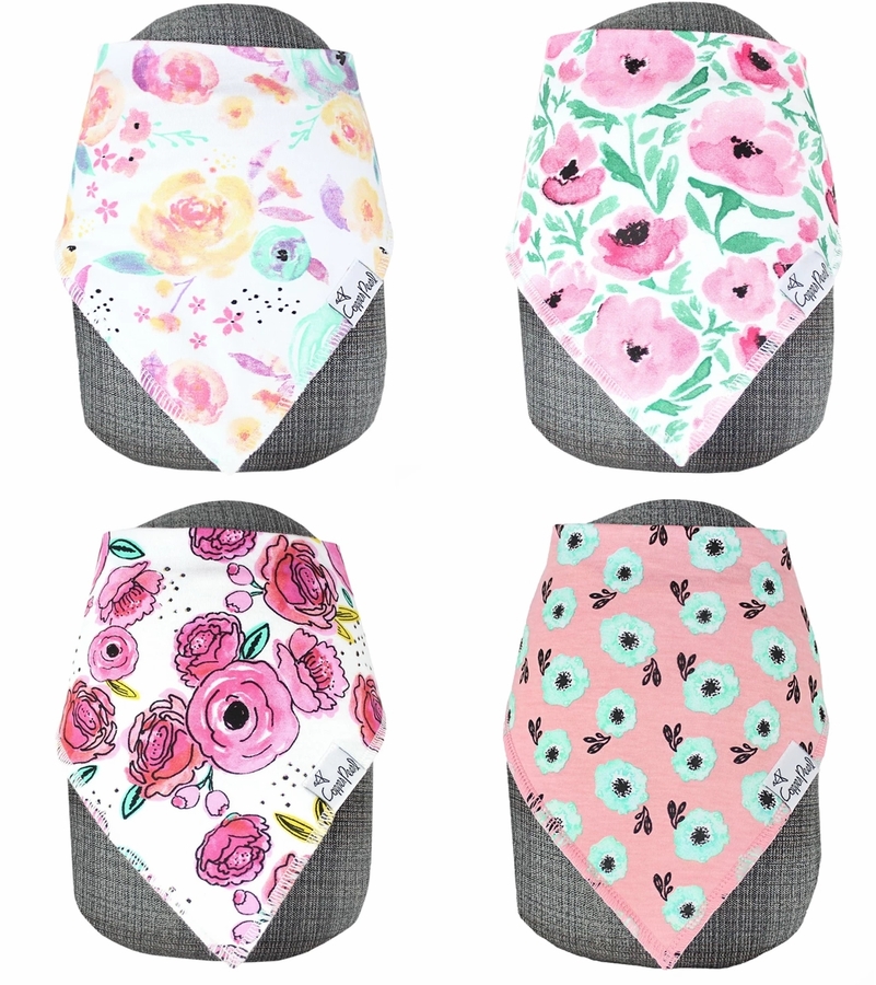Copper Pearl Baby Bandana Bibs, 4 Pack Bloom