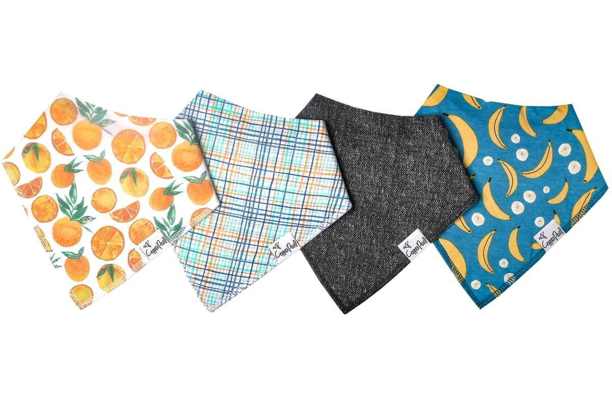 Copper Pearl Baby Bandana Bibs, 4 Pack - Citrus