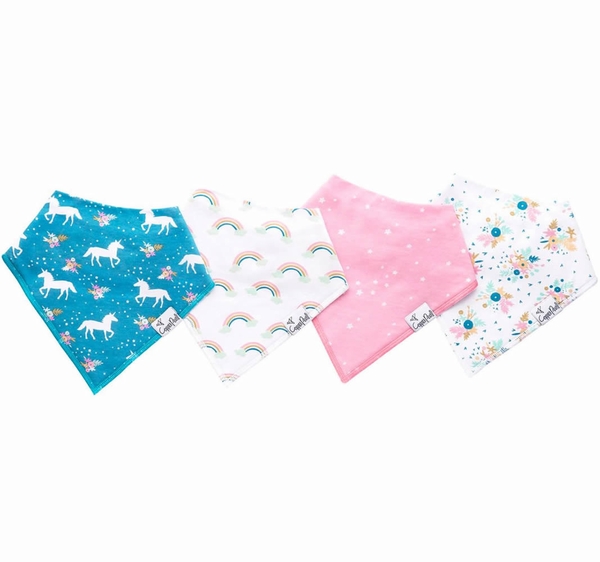 Copper Pearl Baby Bandana Bibs, 4 Pack - Whimsy