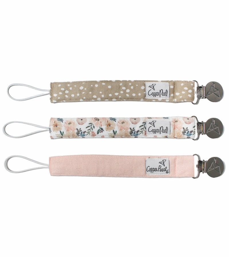 Copper Pearl Binky Clips, 3 Pack Autumn