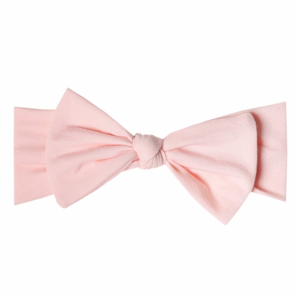Copper Pearl Knit Headband Bow - Blush