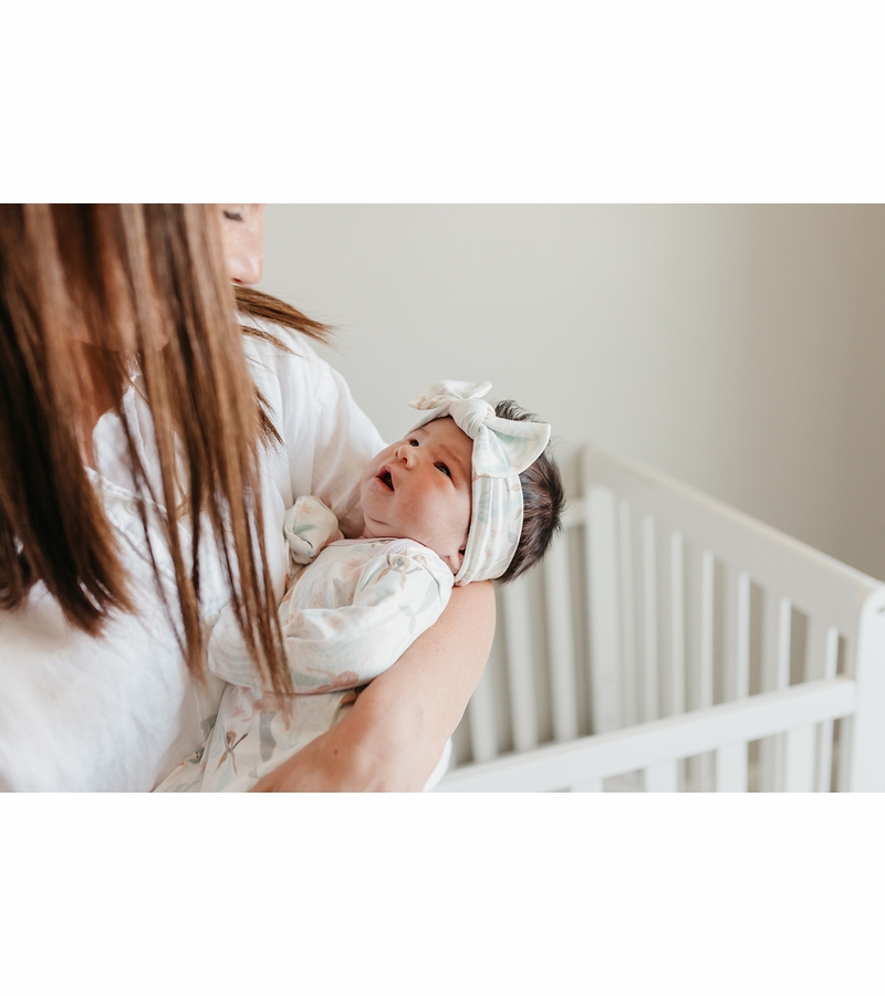 Copper Pearl Knit Headband Bow Coral