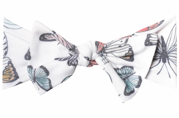 Copper Pearl Knit Headband Bow - Dot