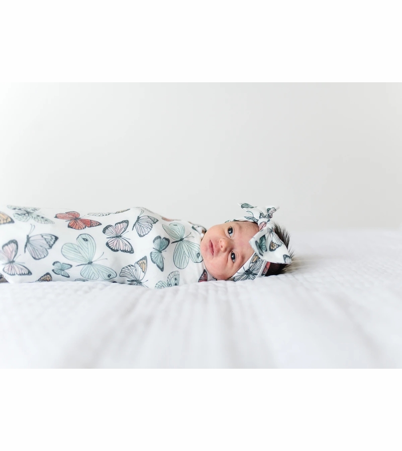 Copper Pearl Knit Headband Bow Dot