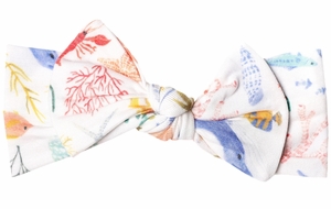 Copper Pearl Knit Headband Bow - Nautical