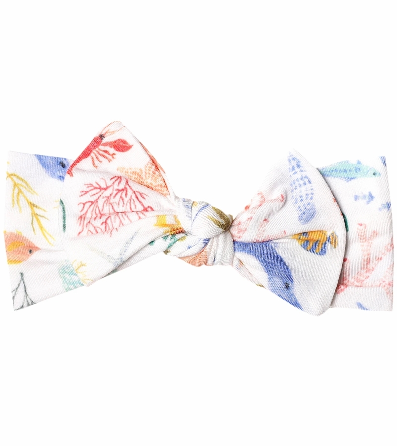 Copper Pearl Knit Headband Bow Nautical