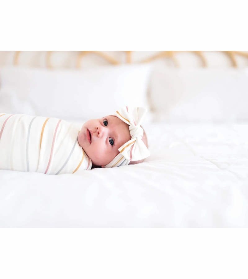 Copper Pearl Knit Headband Bow Piper