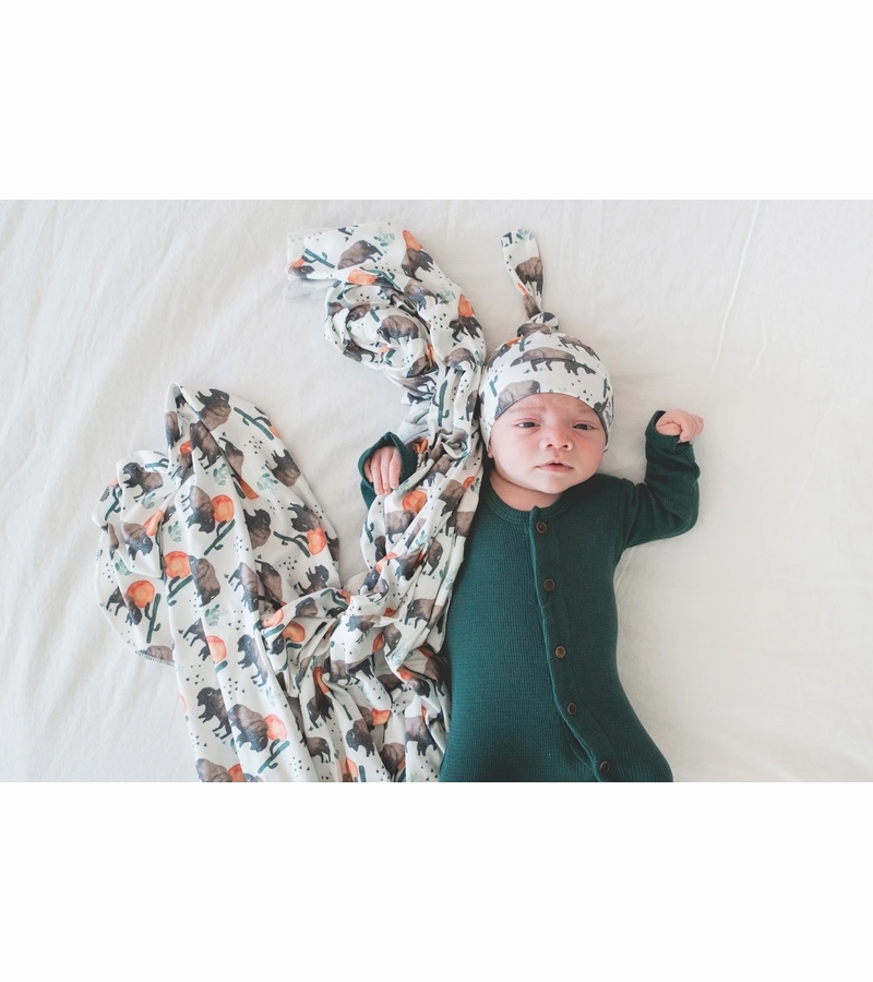 Copper Pearl Knit Swaddle Blanket Bison
