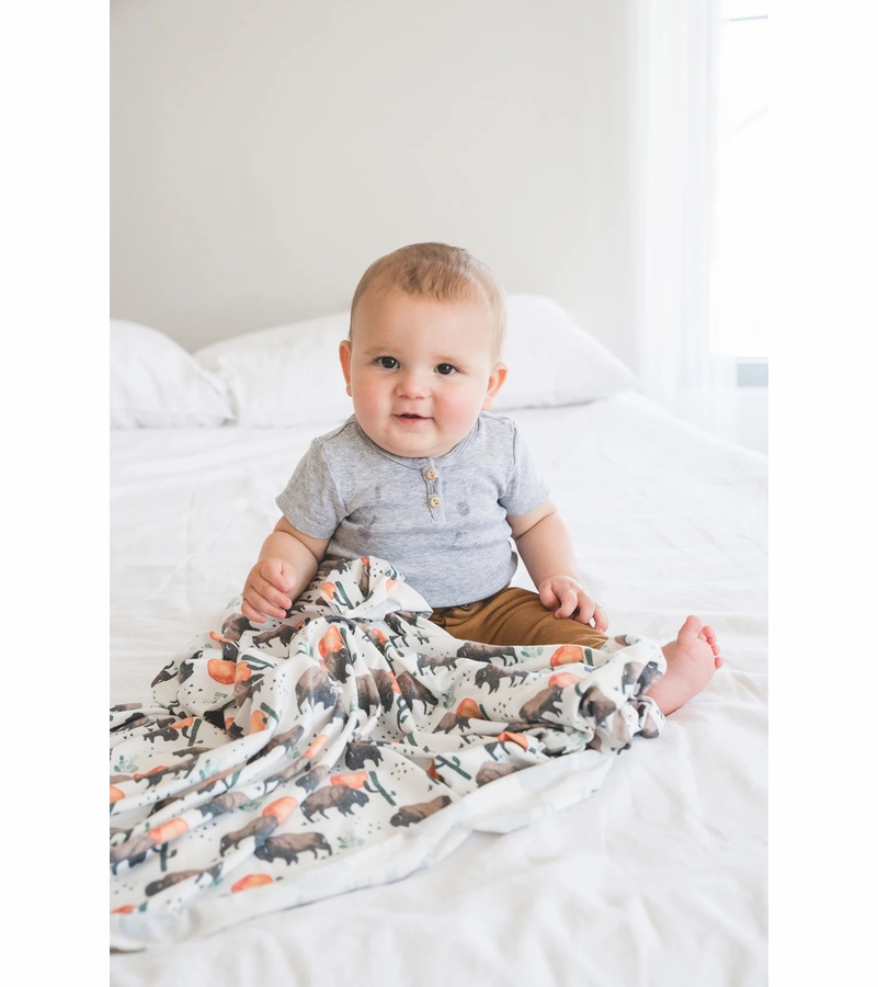 Copper Pearl Knit Swaddle Blanket Bison