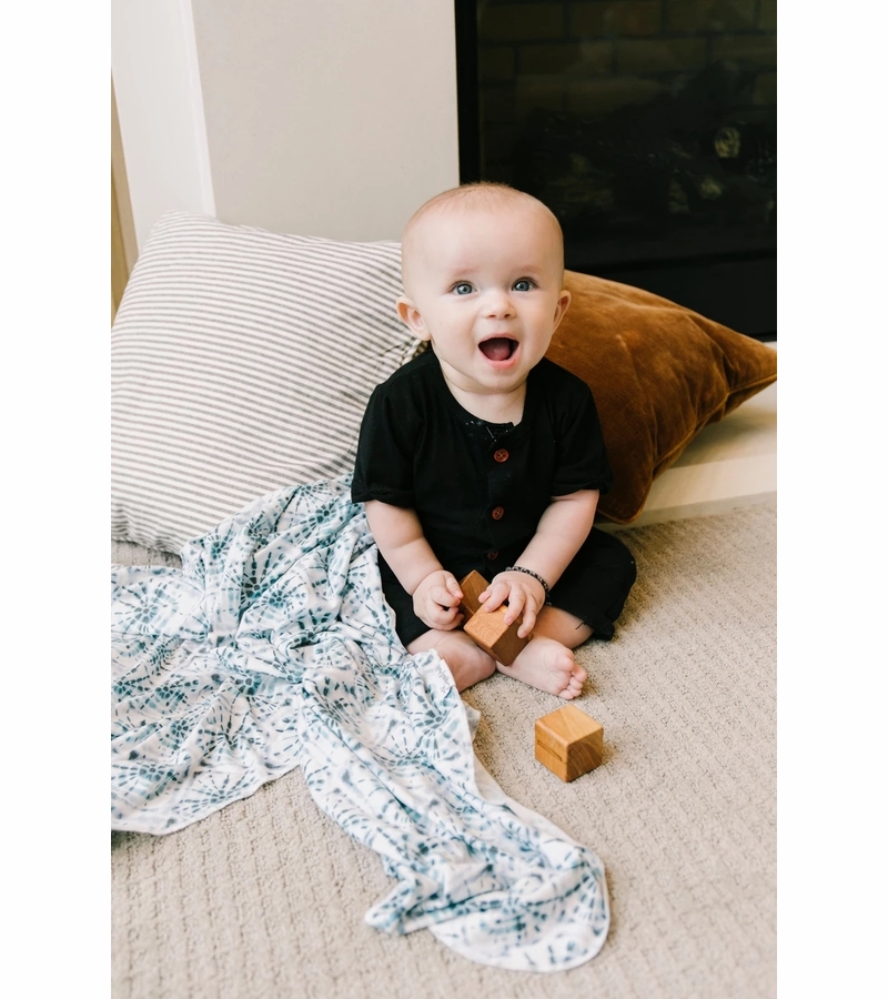 Copper Pearl Knit Swaddle Blanket Indigo