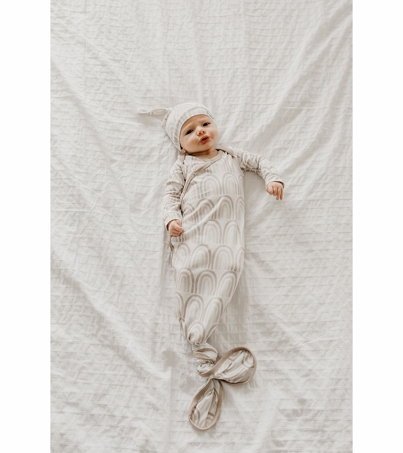 Copper Pearl Newborn Top Knot Hat Bliss