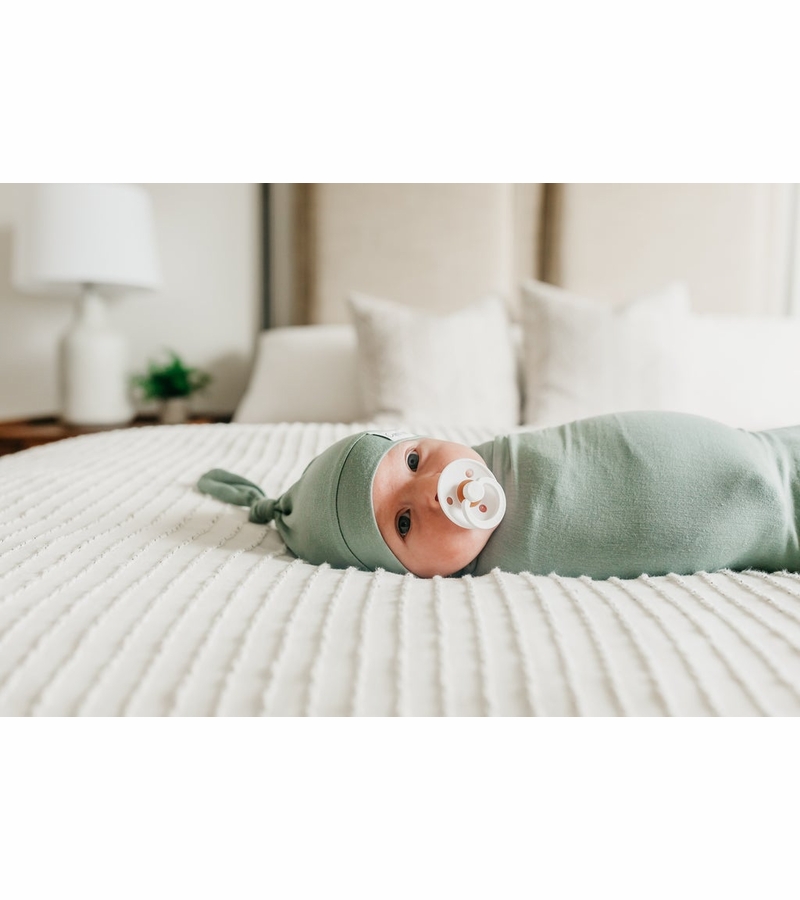 Copper Pearl Newborn Top Knot Hat Briar