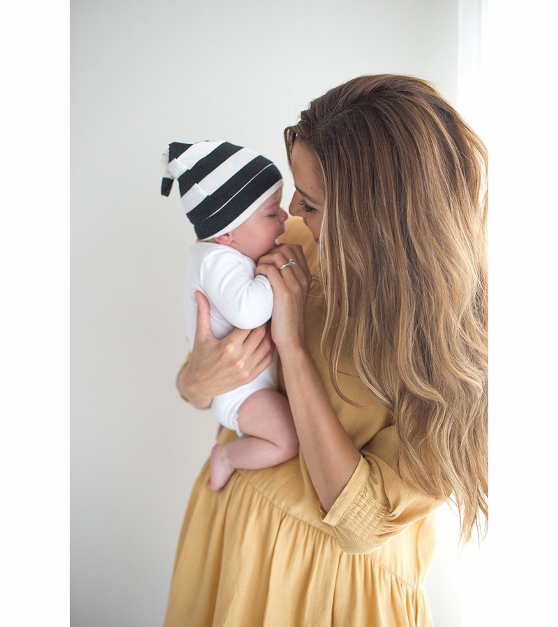 Copper Pearl Newborn Top Knot Hat Classic