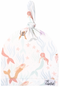 Copper Pearl Newborn Top Knot Hat - Coral