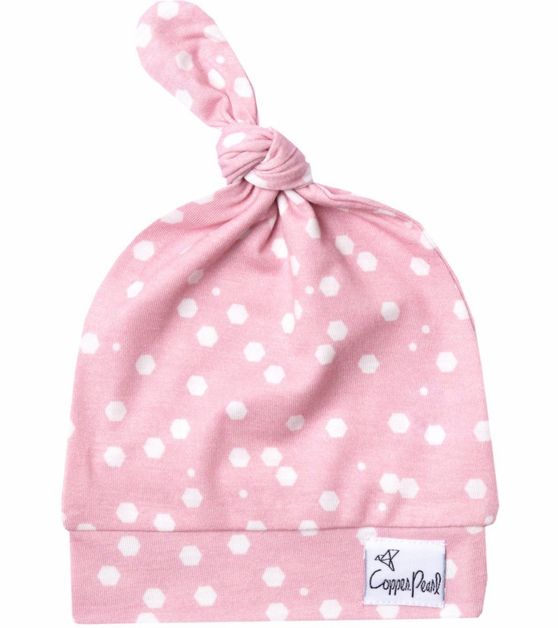 Copper Pearl Newborn Top Knot Hat Lucy