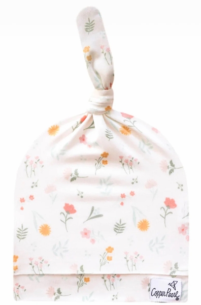 Copper Pearl Newborn Top Knot Hat - Mabel