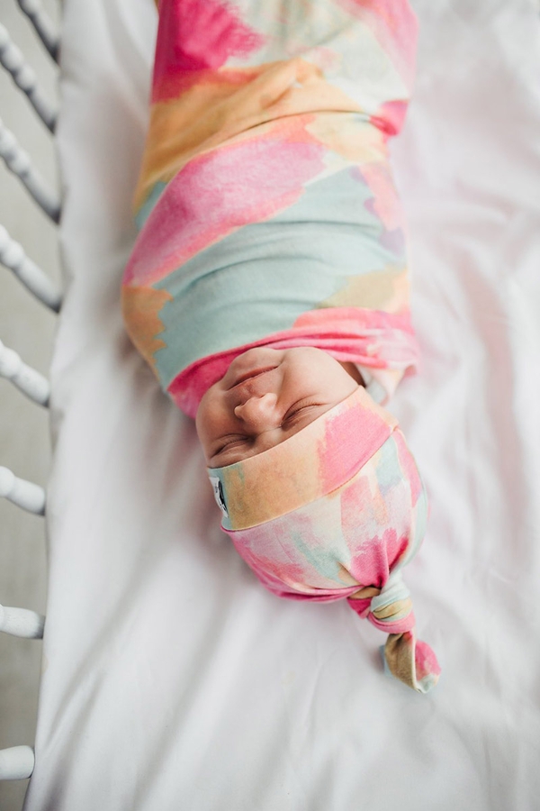 Copper Pearl Newborn Top Knot Hat