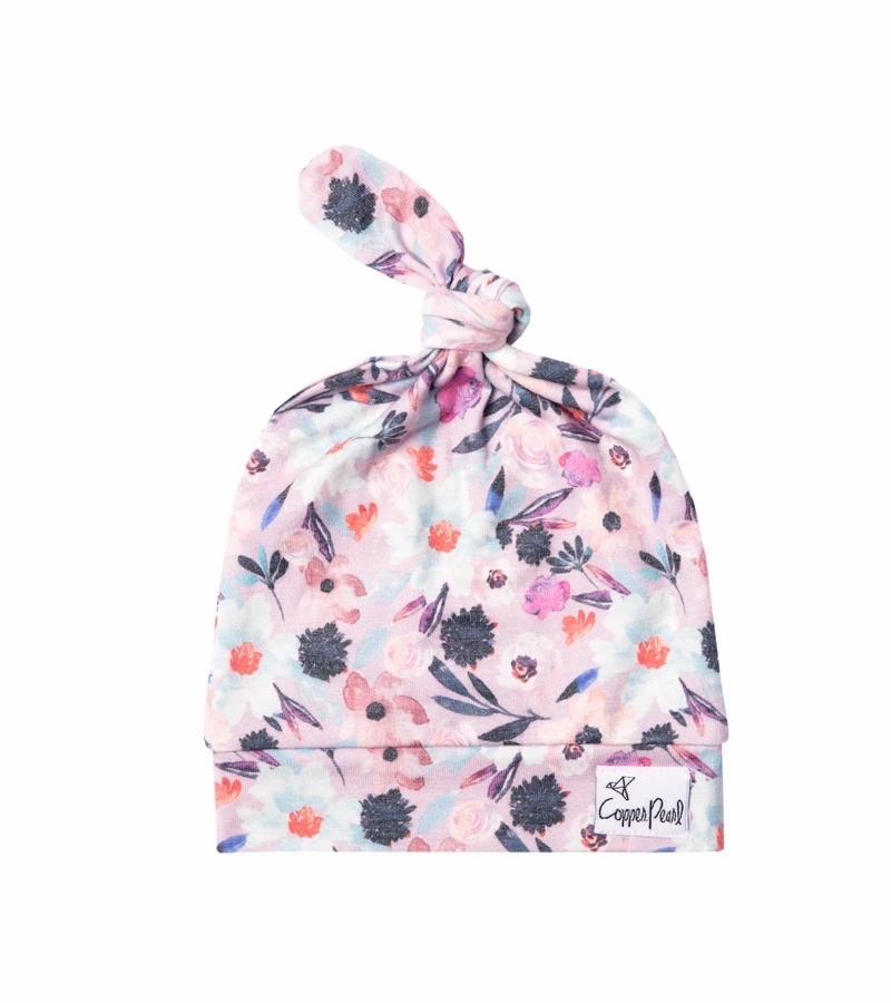 Copper Pearl Newborn Top Knot Hat