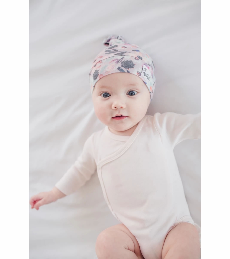 Copper Pearl Newborn Top Knot Hat