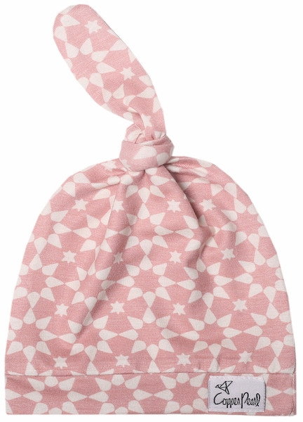Copper Pearl Newborn Top Knot Hat - Star