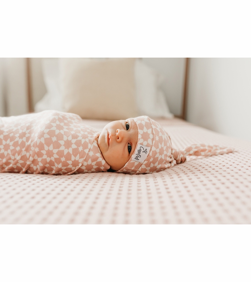 Copper Pearl Newborn Top Knot Hat Star