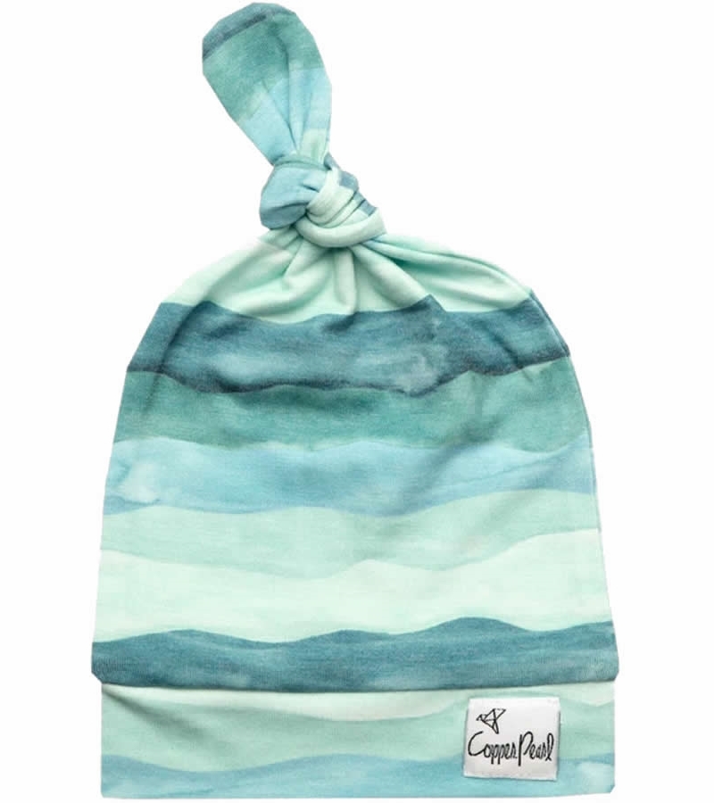 Copper Pearl Newborn Top Knot Hat Waves