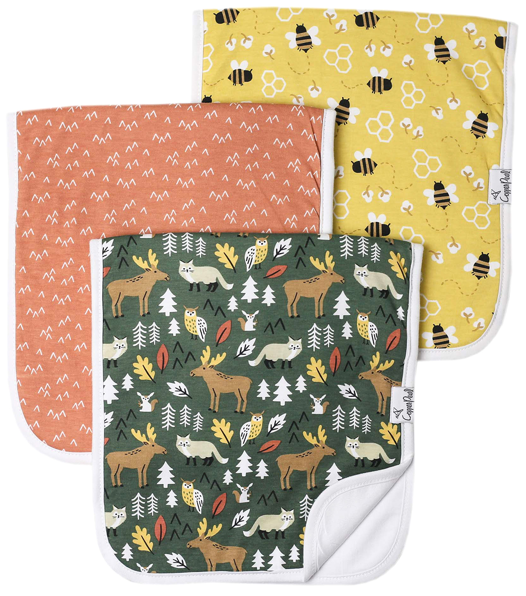 Copper Pearl Premium Burp Cloths, 3 Pack Atwood