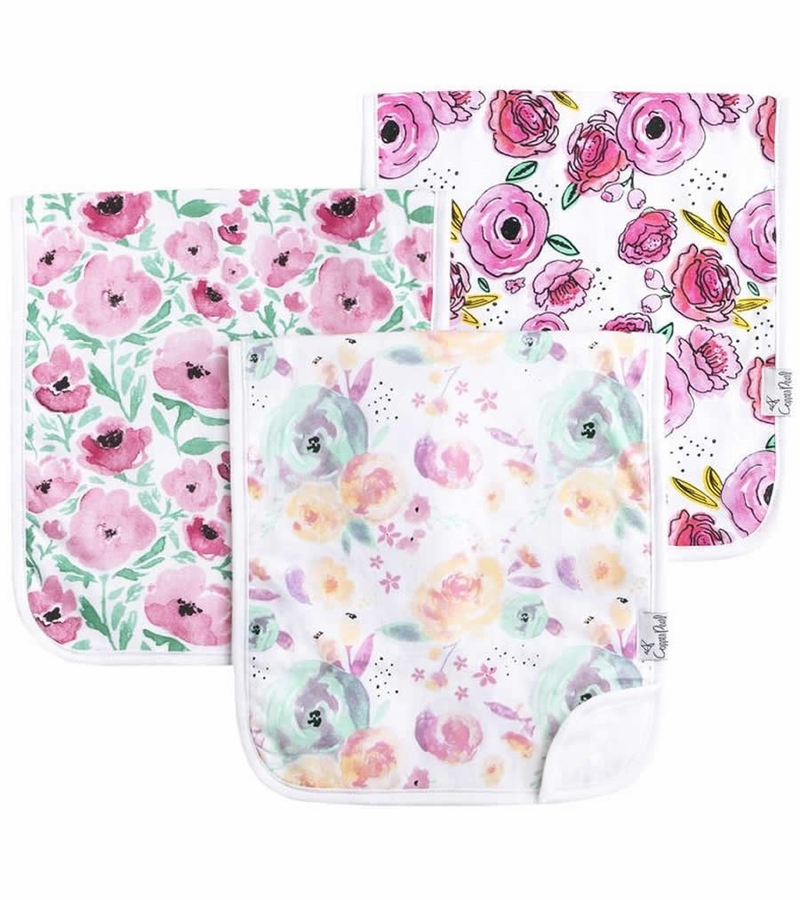 Copper Pearl Premium Burp Cloths, 3 Pack Bloom