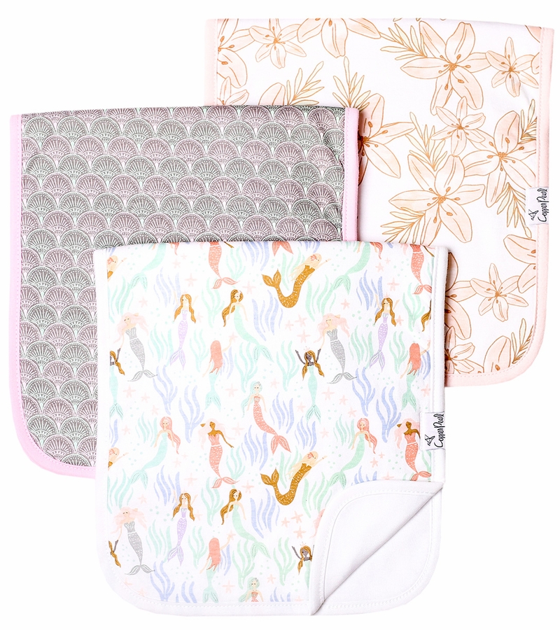 Copper Pearl Premium Burp Cloths, 3 Pack Coral