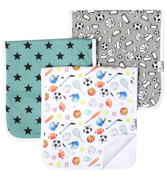 Copper Pearl Premium Burp Cloths, 3 Pack Varsity