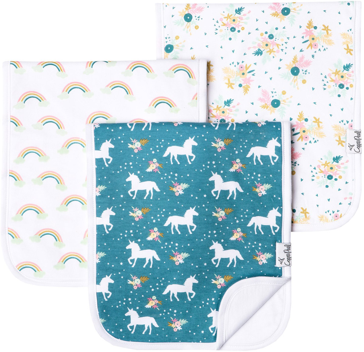 Copper Pearl Premium Burp Cloths, 3 Pack Whimsy