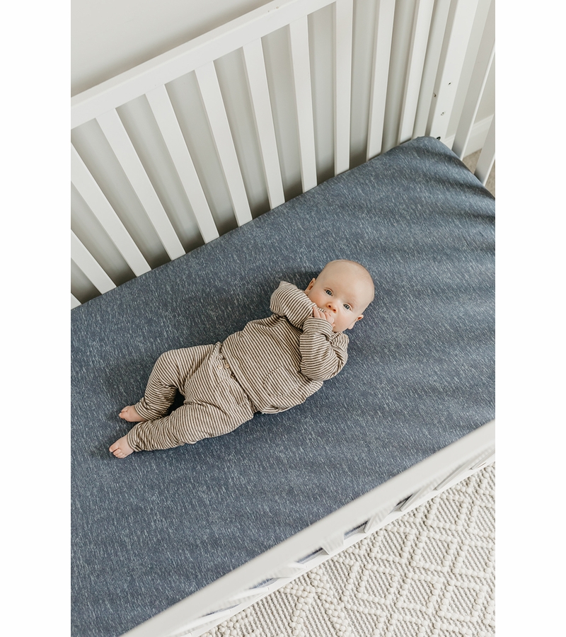Copper Pearl Premium Fitted Crib Sheet Denim