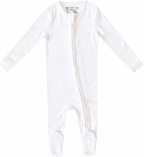 Copper Pearl Zip-up Footie - Dove (0-3M)