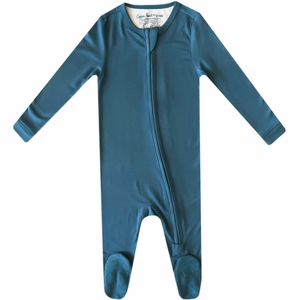 Copper Pearl Zip-up Footie - Steel (6-12M)