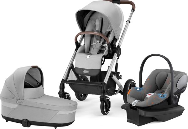 Cybex Balios S Lux 2 Stroller + Cot S Lux 2 + Aton G SensorSafe Bundle - Silver Frame / Lava Grey / Lava Grey