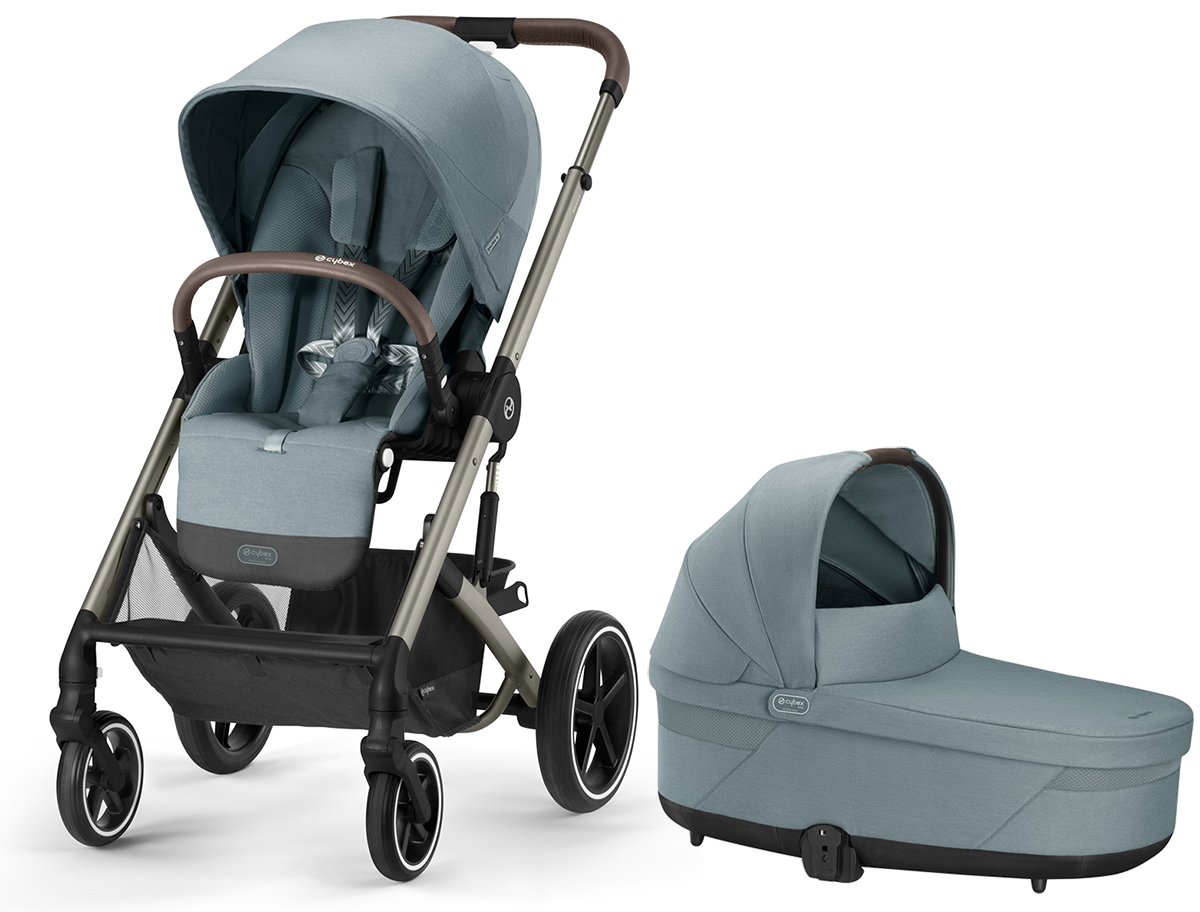Cybex Balios Lux 2 Stroller + Cot Lux 2 Bundle - Taupe Frame / Sky Blue